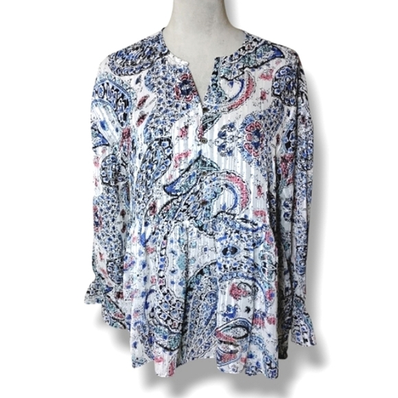 NWT RD & Koko Sheer Floral Babydoll Blouse Oversized Boho Top M - Picture 1 of 7